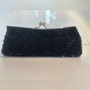 Black beaded clutch